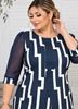 Immagine di SOPHISTICATED DRESS WITH BEADED NECKLINE IN GEOMETRIC PRINT